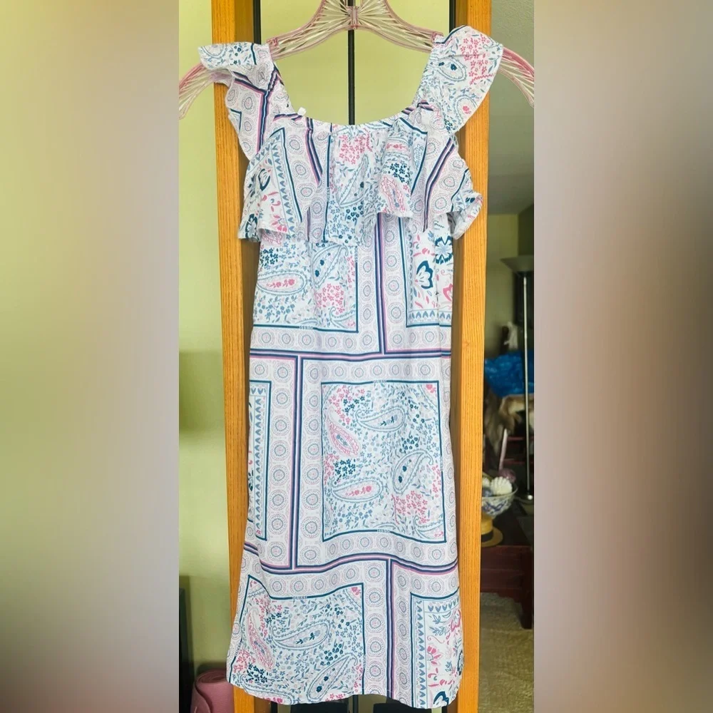 Guess Pink & Blue Poplin Paisley Patterned Sleeveless Sundress Size 10
